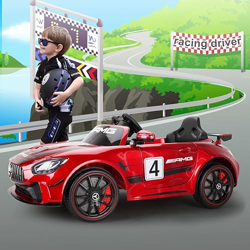 Miniatura 4 de TOBBI Auto de paseo para niños de 12 V vehículo eléctrico Mercedes Benz AMG GT con control remoto de 24 G diseño de puerta doble luces LED bocina