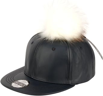 Colorful Faux Leather Pom Pom Snapback Baseball Hat Cap