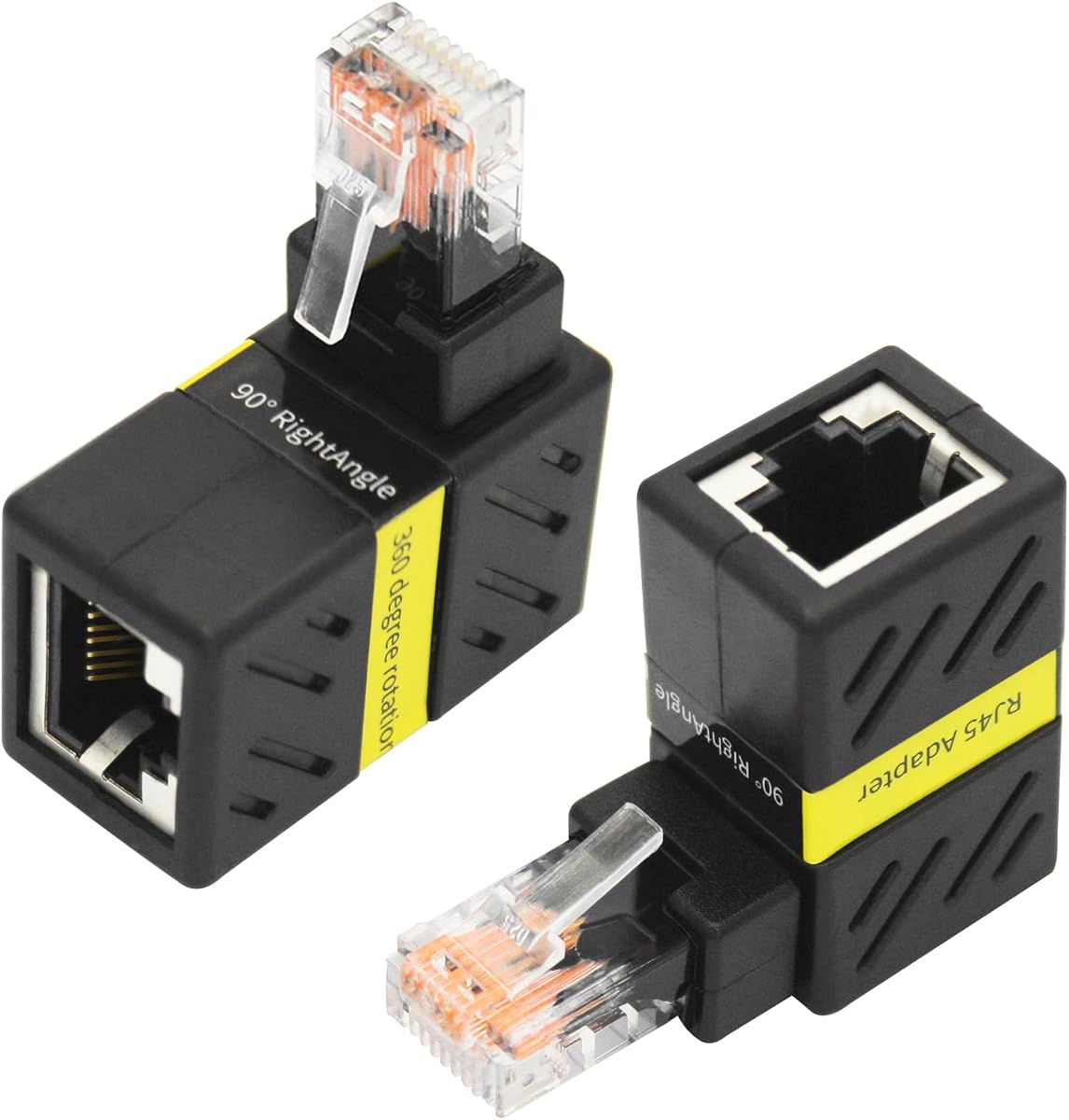 2 Pack Cat6 Ethernet Extender Adapter 180° Rotatable Gigabit Coupler