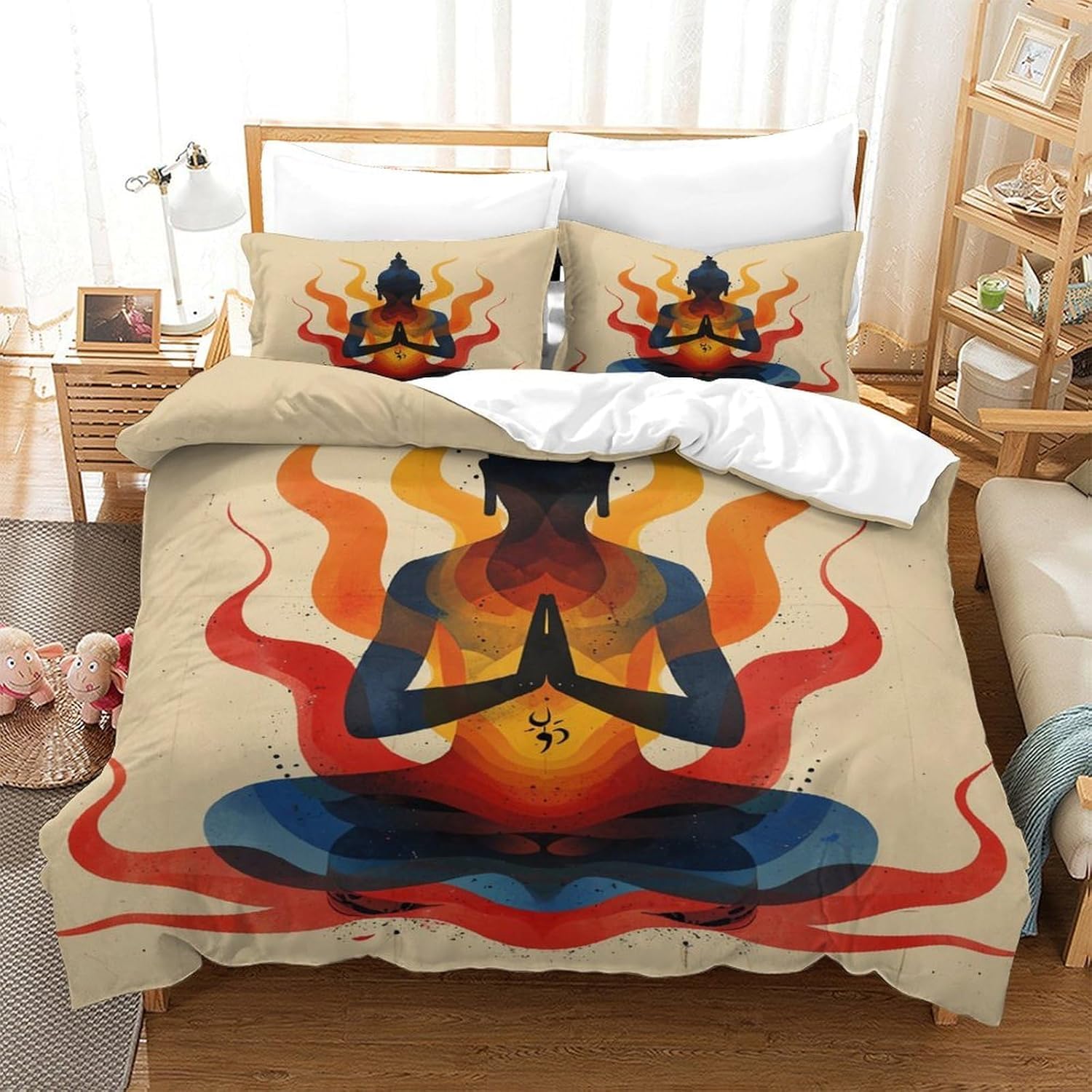 Housse de couette 220x240 microfibre douce anti-acariens pour grand lit
