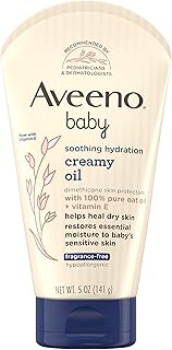 Aveeno Baby Soothing Hydration Creamy Moisturizing Body Oil for Dry and Sensitive Skin, with Oat Oil and Vitamin E, Non Gr...