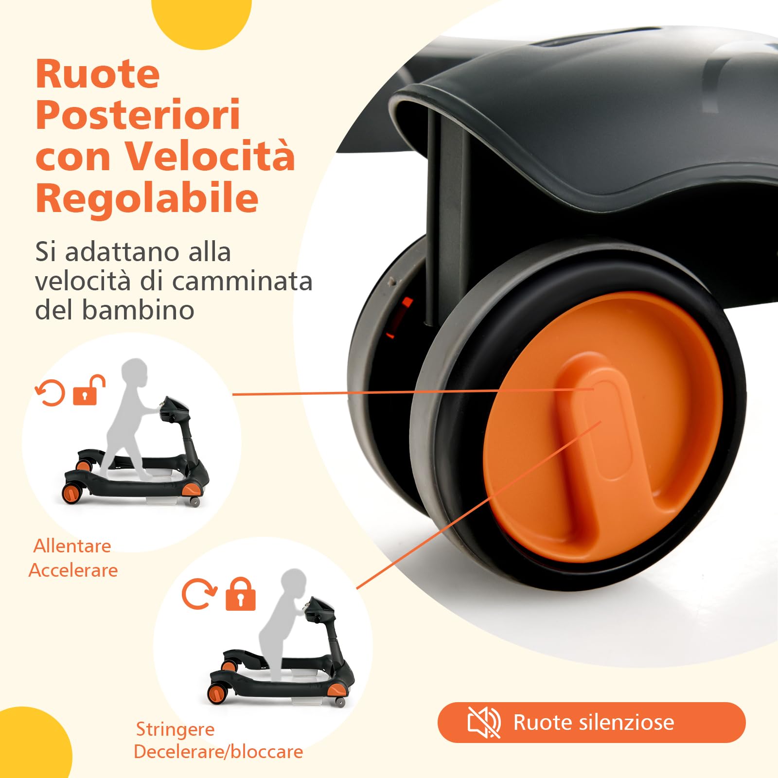 RELAX4LIFE 2 in 1 Girello Neonato 6-18 Mesi, Primi Passi per Bambini con Altezza e Velocità Regolabili, Girello Pieghevole con Musica e Luce, Cuscino Rimovibile e Lavabile, Fino a 15 KG (Nero)
