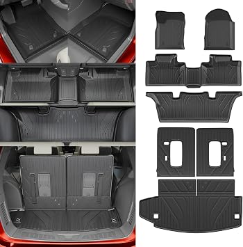Floor Mats Compatible with 2016-2025 2026 Dodge Durango 6-Seater Trunk Mat Cargo Liner All Weather Back Seat Cover 2024 Durango Accessories Trunk Mat+3rd Row Backrest Mats+Floor Mats