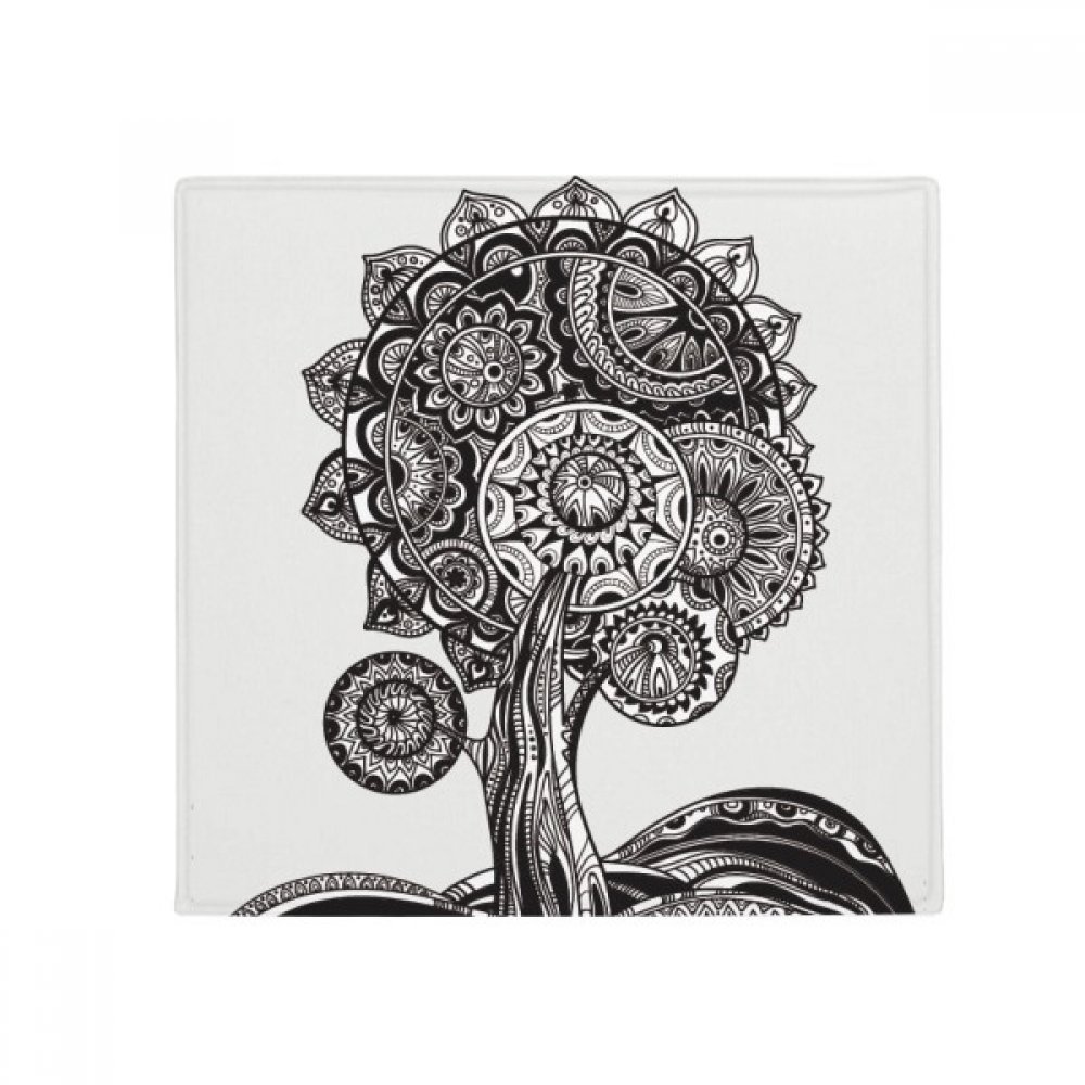 Tapis de sol plante tournesol noir et blanc 50x50cm antidérapant entrée et salle de bain