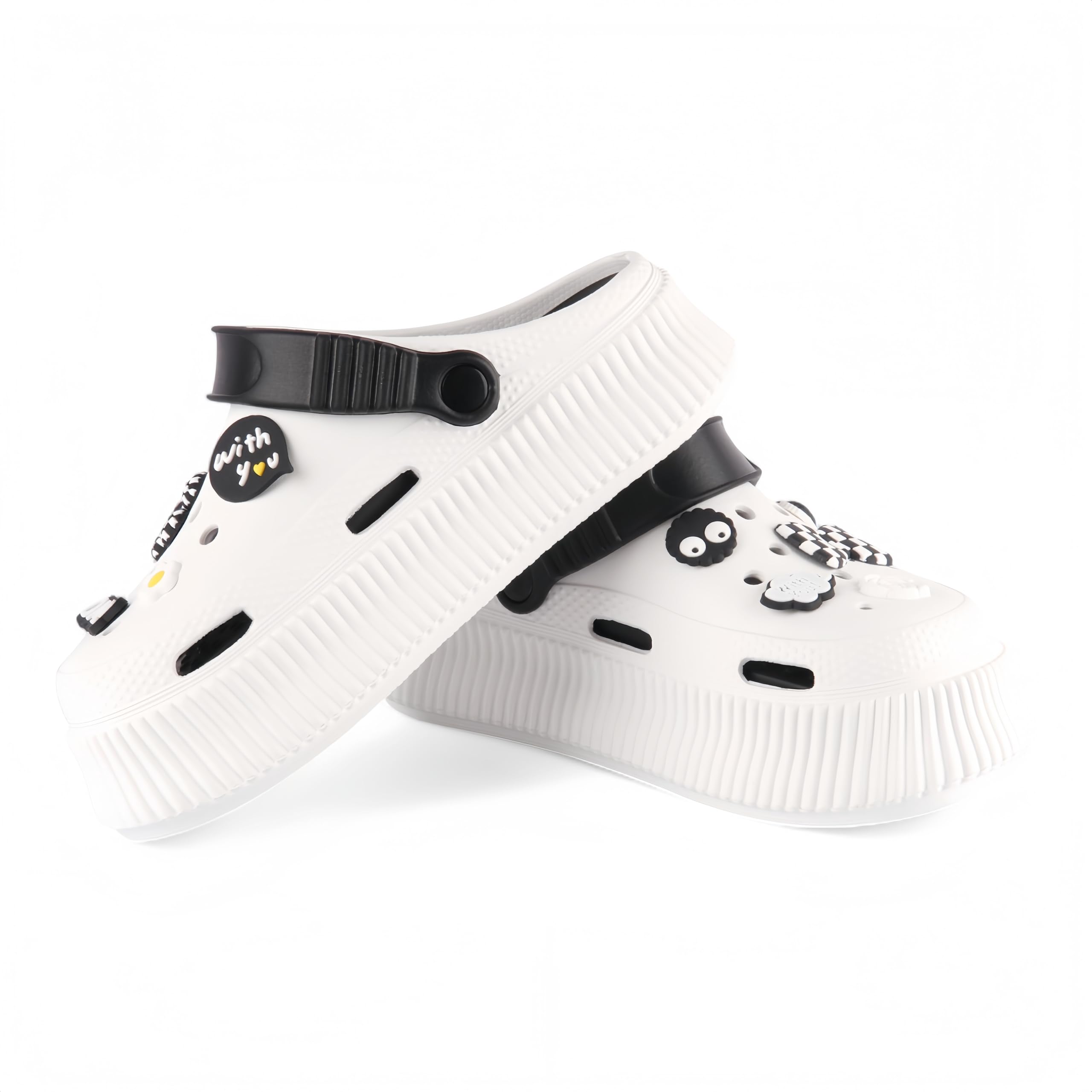 CHILLIFE Zuecos de Plataforma de Mujer con Charms Removibles, Chanclas de Playa, Piscina y Jardín, Verano – Fabricado en Portugal