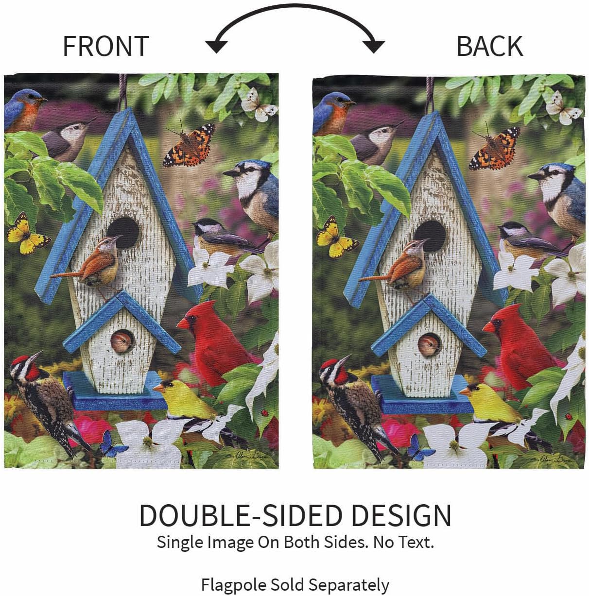 Evergreen Flag Spring Garden Flags 12x18 double sided | Bird Garden Flags For Outside | Welcome Small House Flag Décor for Yards and Gardens | Gift for Birds Lovers (Cardinal Memorial)