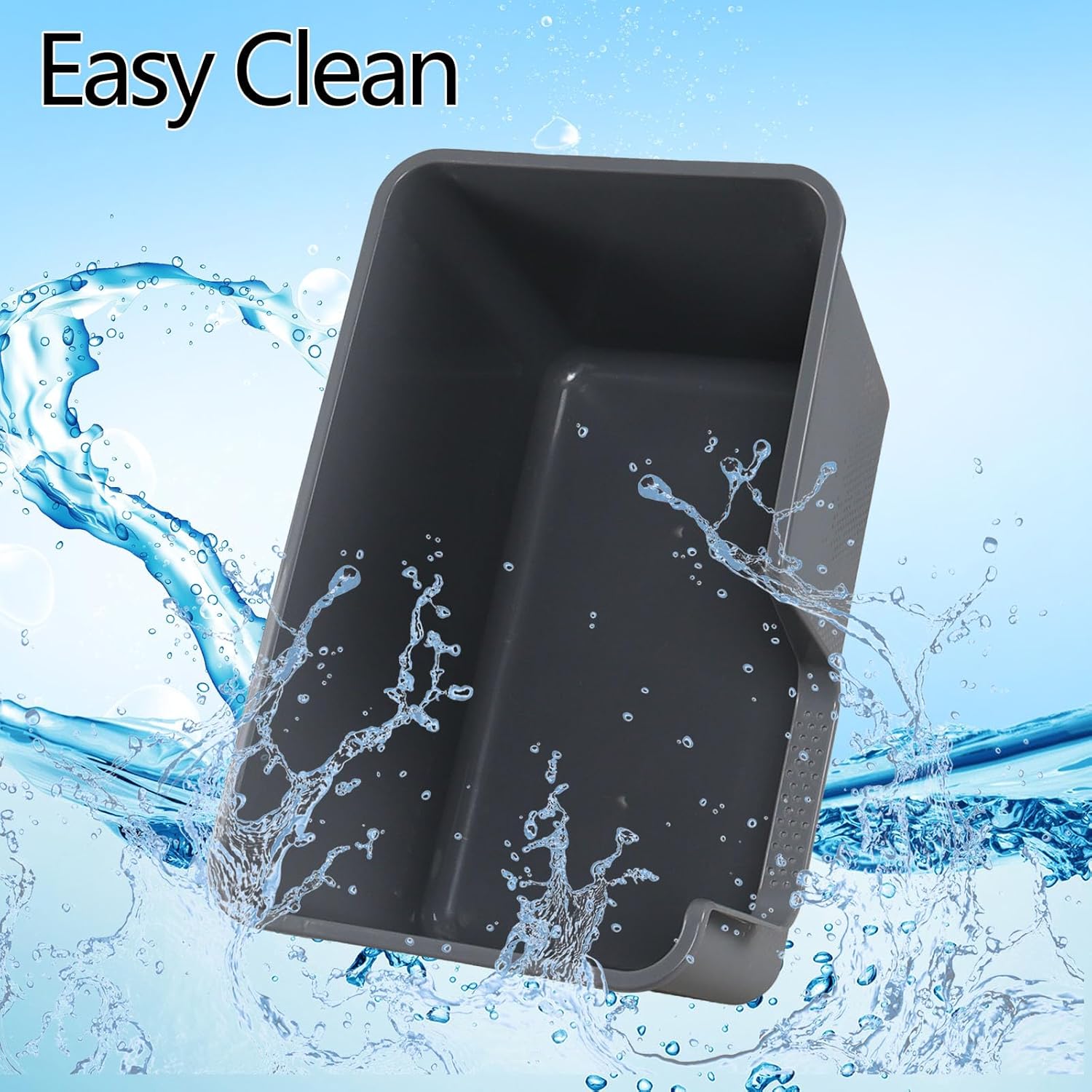 2 Packs Extra Large Open Top Cat Litter Box with Scoop, High Side Cat Litter Pan, 24.35" x 15.12" x 12.9", Gray