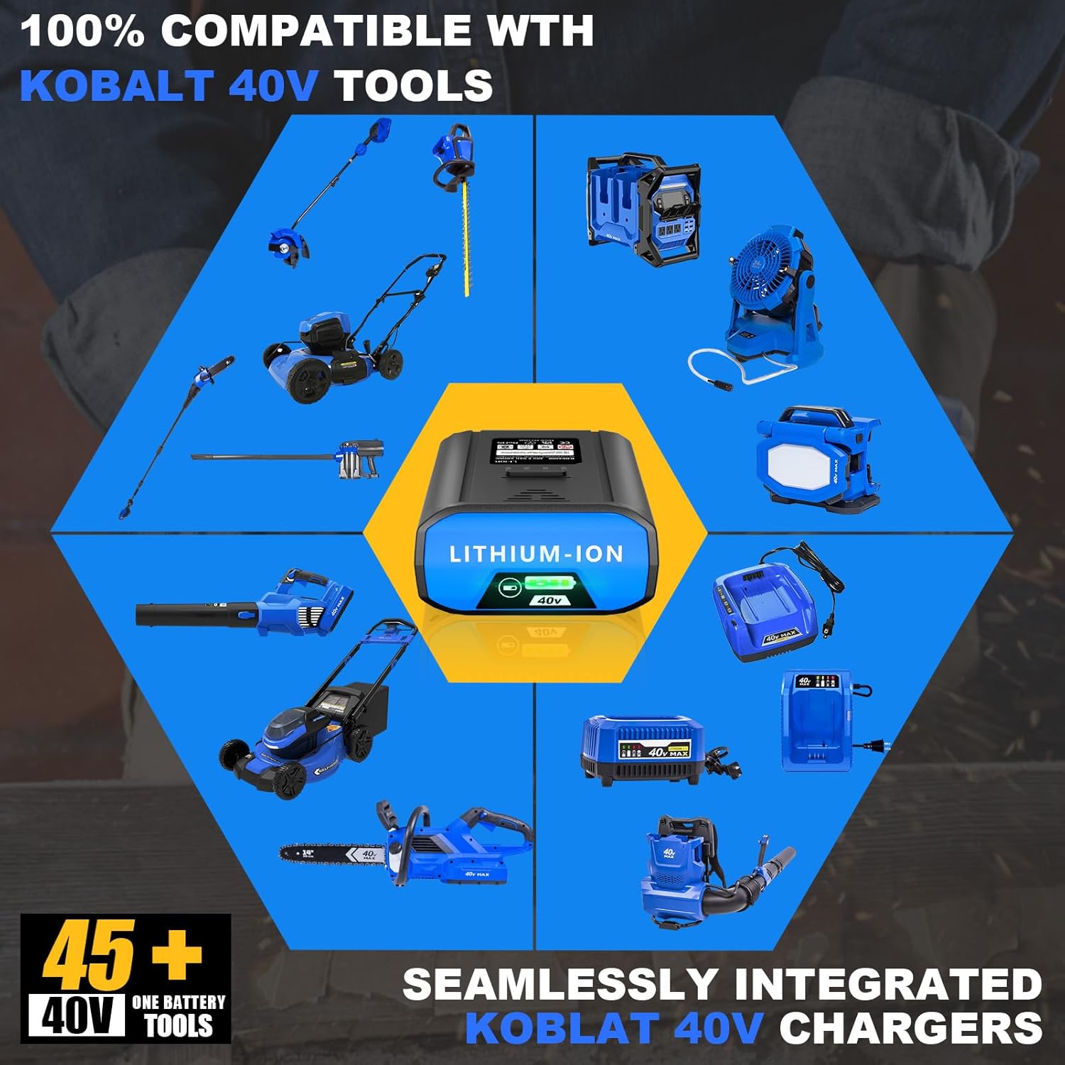 40V Replacement for Kobalt 40v Battery 6.0Ah MAX 2540C-06, Rechargeable Lithium Ion Battery for Kobalt KB640-03 KB540C-06 KB245-06 KB240-06 Kb540-06 for Cordless Power Tools - Image 4
