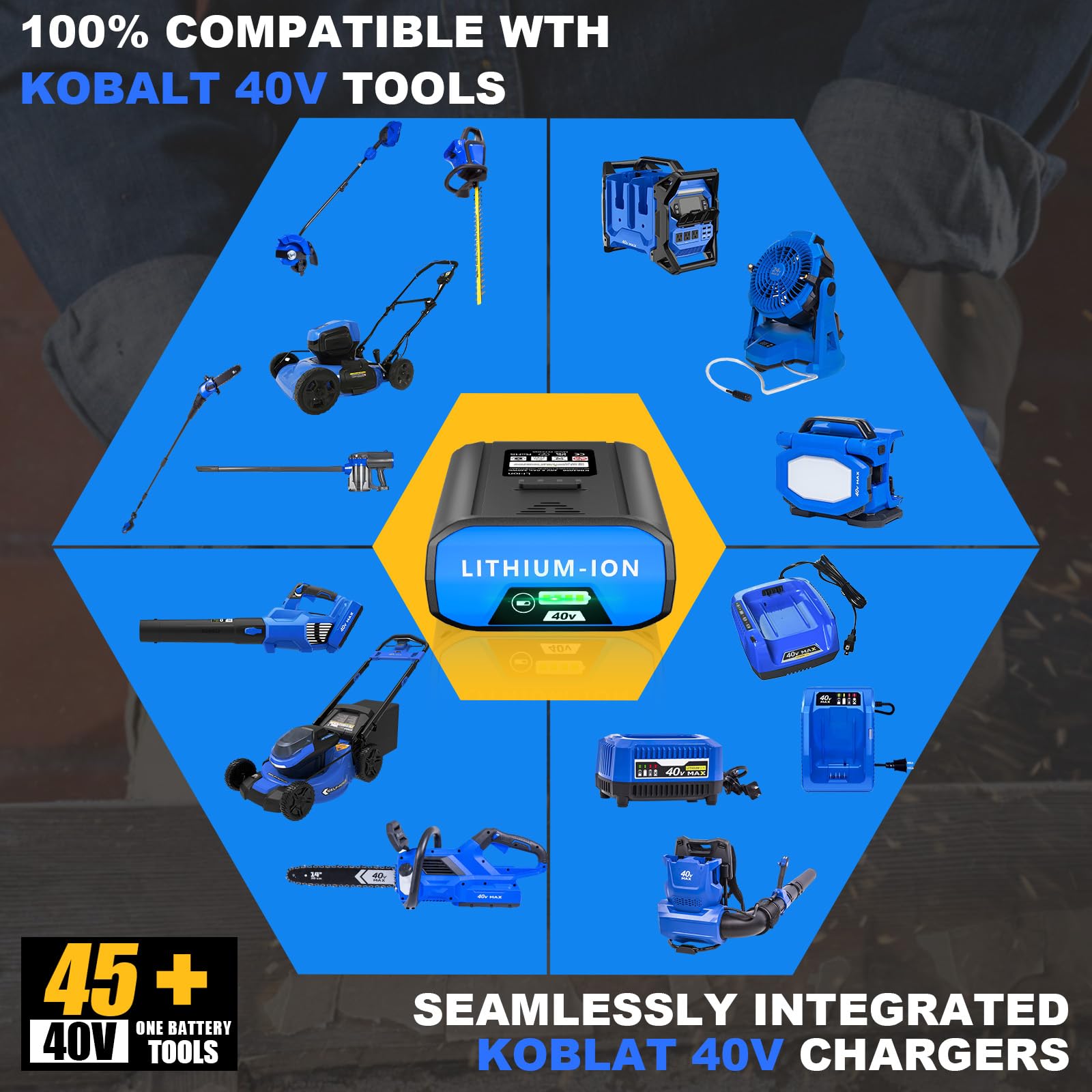 40 V di ricambio per Kobalt 40 V batteria 6.0Ah MAX 2540C-06, batteria ricaricabile agli ioni di litio per utensili elettrici Kobalt 40 V cordless