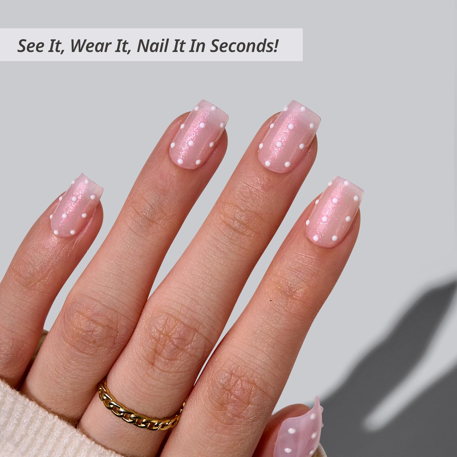 BTArtbox Press On Nails French Tips - 32 Pcs Short Square False Nails With Nail Glue and Adhesive Nail Tabs, No Fade Out Stick On Nails in 16 Sizes, Soft Gel Fake Nail for Women, Classic White — view 144