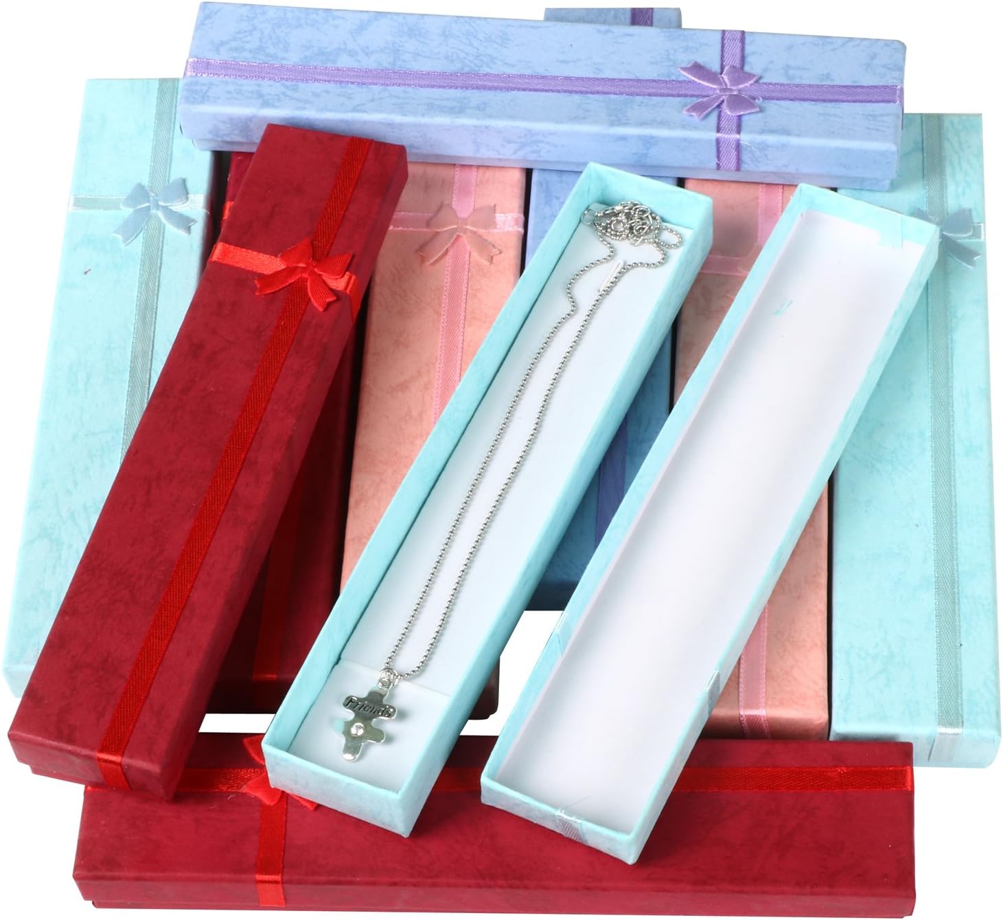 TRIXES 10 x Elegant Luxury Long Rectangular Necklace Bracelet Gift Boxes for Jewellery Presentation