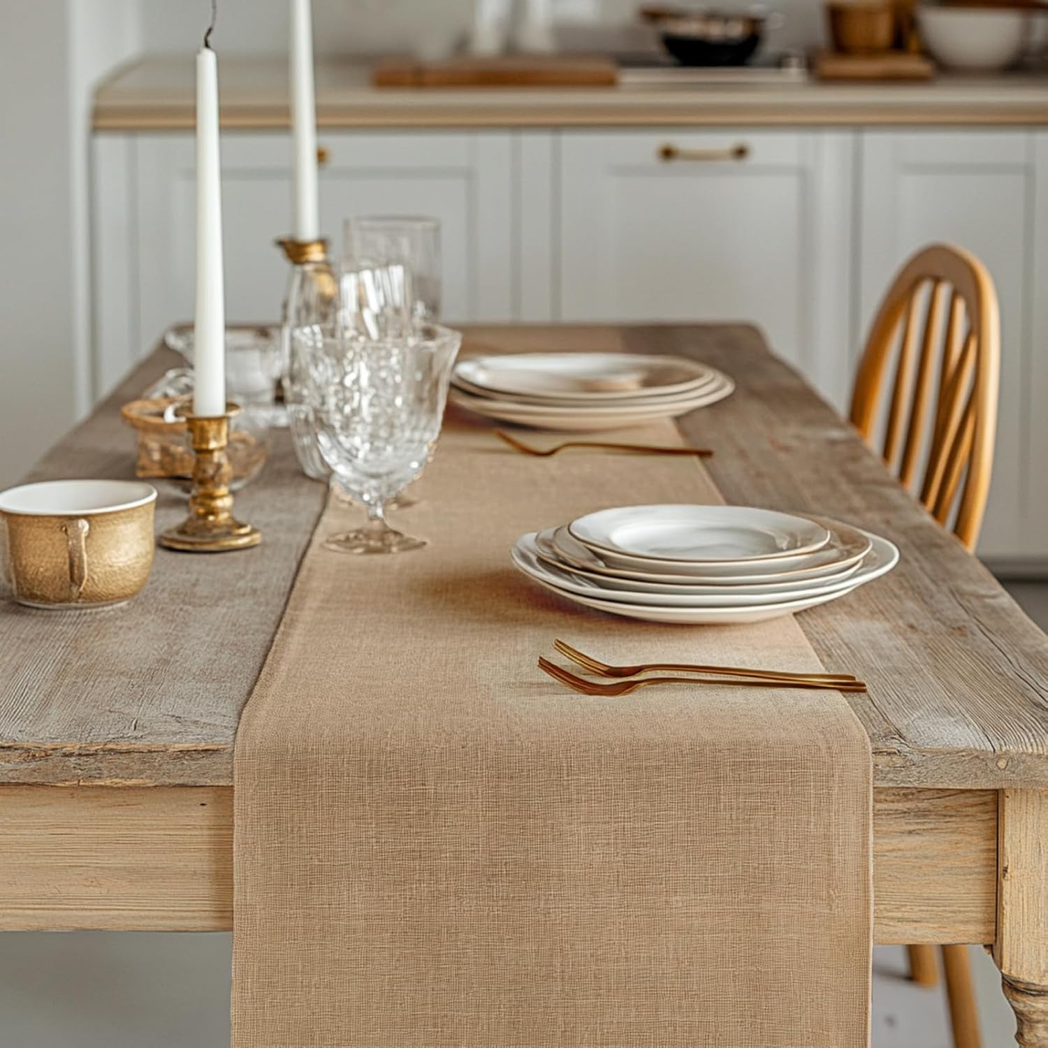 12 Pack Burlap Table Runners 12x108 Inch - Natural Jute Rustic Farmhouse Table Runner Decor for Western Wedding, Farmhouse Party, Holiday & Kitchen Dining Table (Brown, 12x108 12PC)