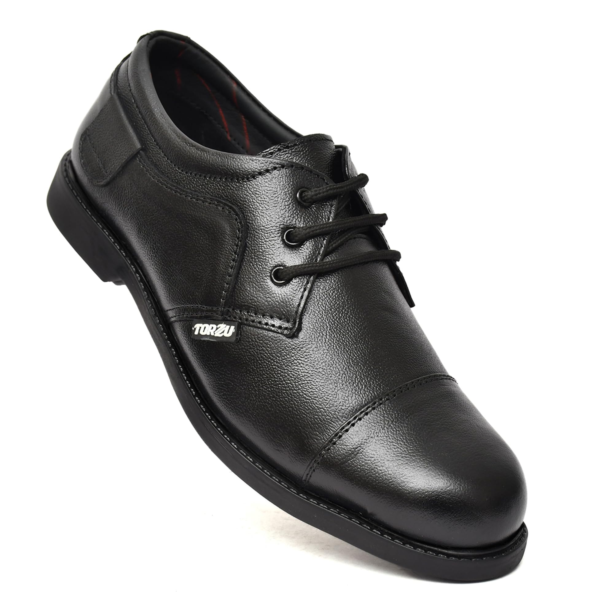 ™ Men's Real Leather Steel Toe Light Weight Industrial Safety Shoes for Men Black-image-18