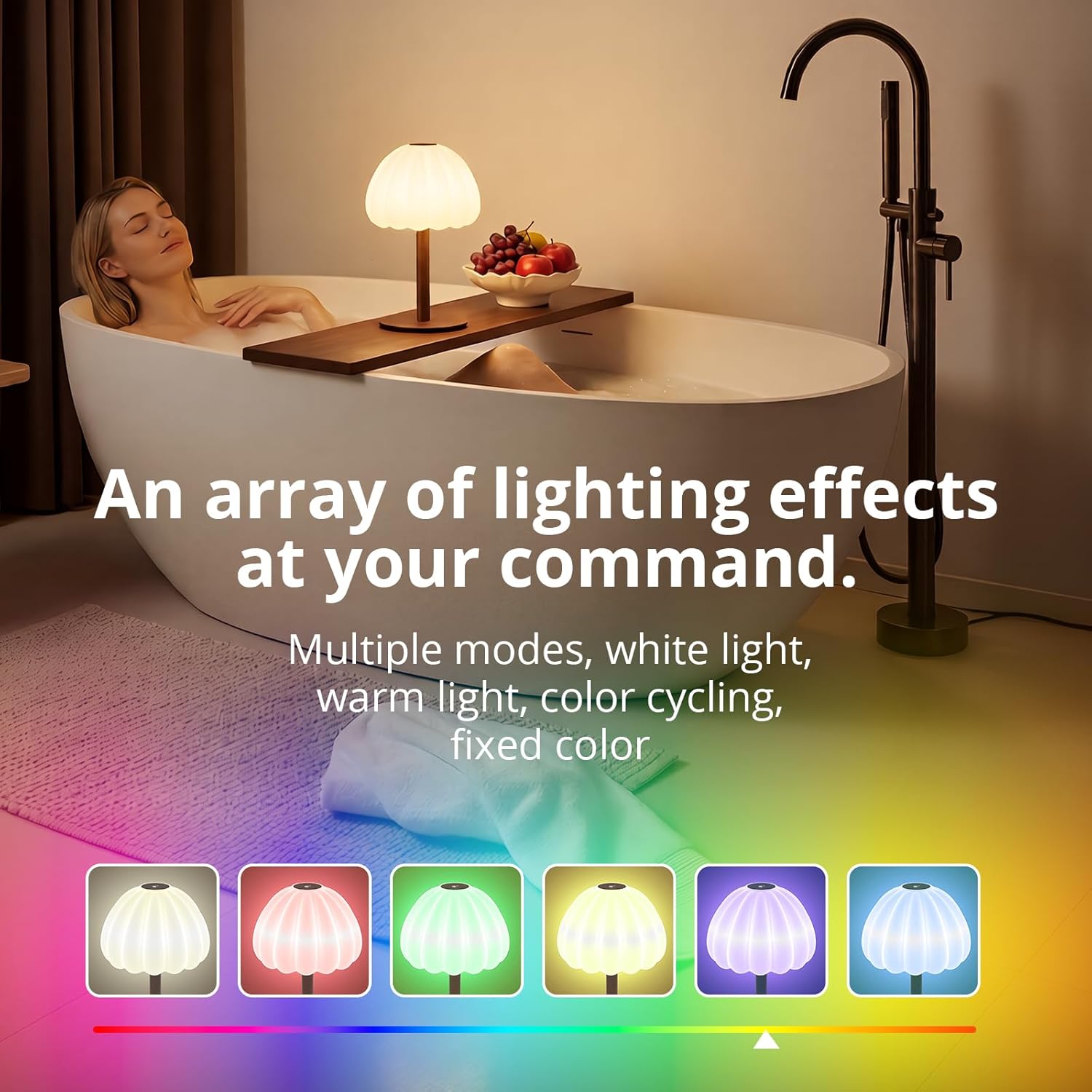 Hifree Rechargeable Waterproof Shower Lamp, IP65 Cordless Touch Dimmable Small Light for Inside Shower, 4500mAh Battery Operated Color Changing Water Proof Table Lamp for Bathroom, Bedroom, Outdoor - Image 7