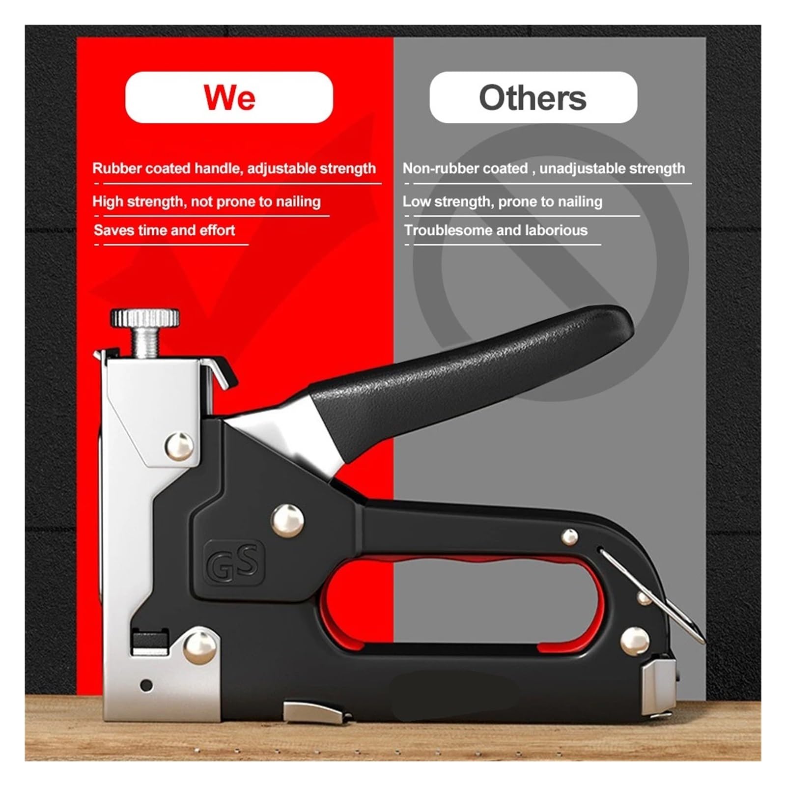 Pistola for chiodatura manuale 4 in 1 Cucitrice for costruzioni Pistole for graffette for carichi pesanti Chiodi ad aria for la lavorazione del legno con 600 strumenti di carpenteria domestica