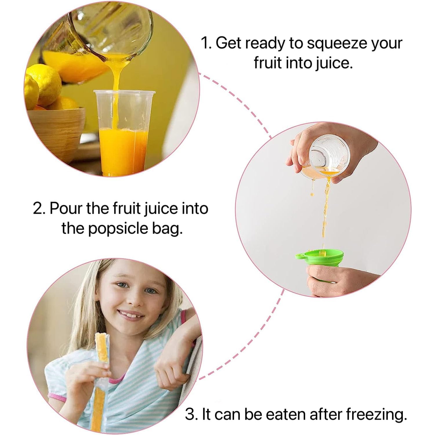 100 Pcs Popsicle Bags, Disposable Popsicle Bags, Ice Cream Bags with 1 Funnel, for Diy Snack Yogurt Smoothies, Ice Cream, Party - Image 3