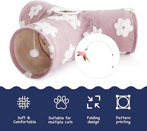 Vista 48 de Tempcore - Túnel para gatos con forma de tubo plegable de 3 vías, para interiores, juguete con forma de bola para mirar, para gato, cachorro, Moneda