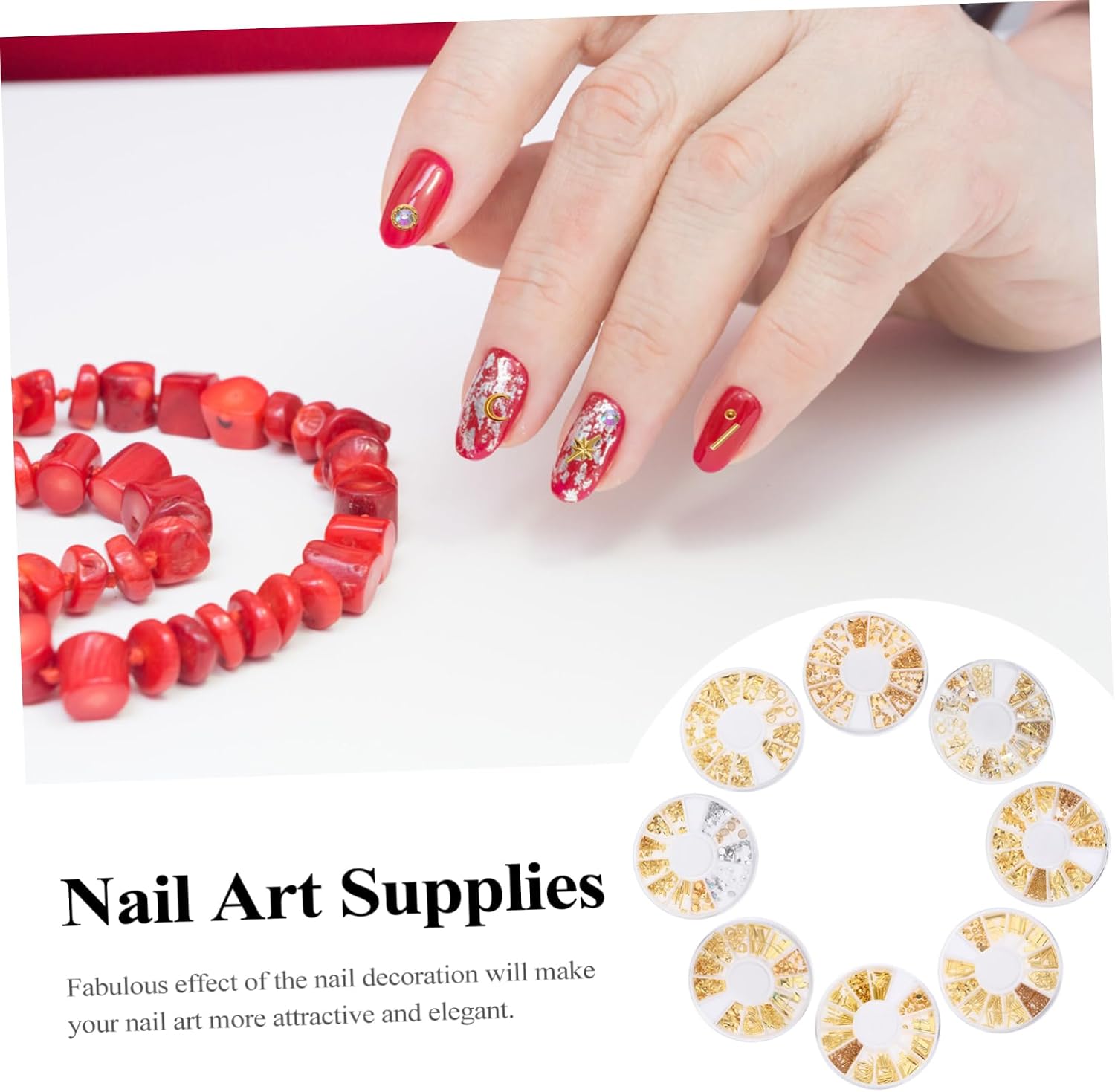 FOMIYES 2sets Nail Studs Rivet Nail Art Supplies Shiny Alloy Decorations Easy to Apply Great for Family DIY Manicures 8boxes*2