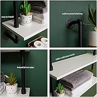 Vista 7 de Estantería flotante para libros estantes de baño sobre inodoro estanterías industriales de tubo estantes de tubería estantes de pared rústicos Blanco
