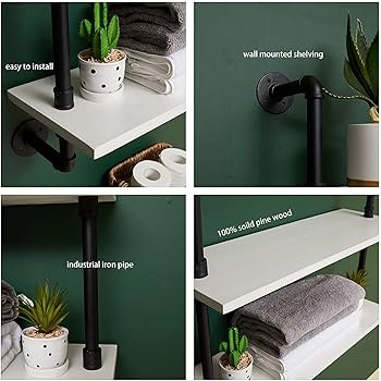 Amazon.com: HDDFER White Floating Shelves 24 inch Pipe Wall