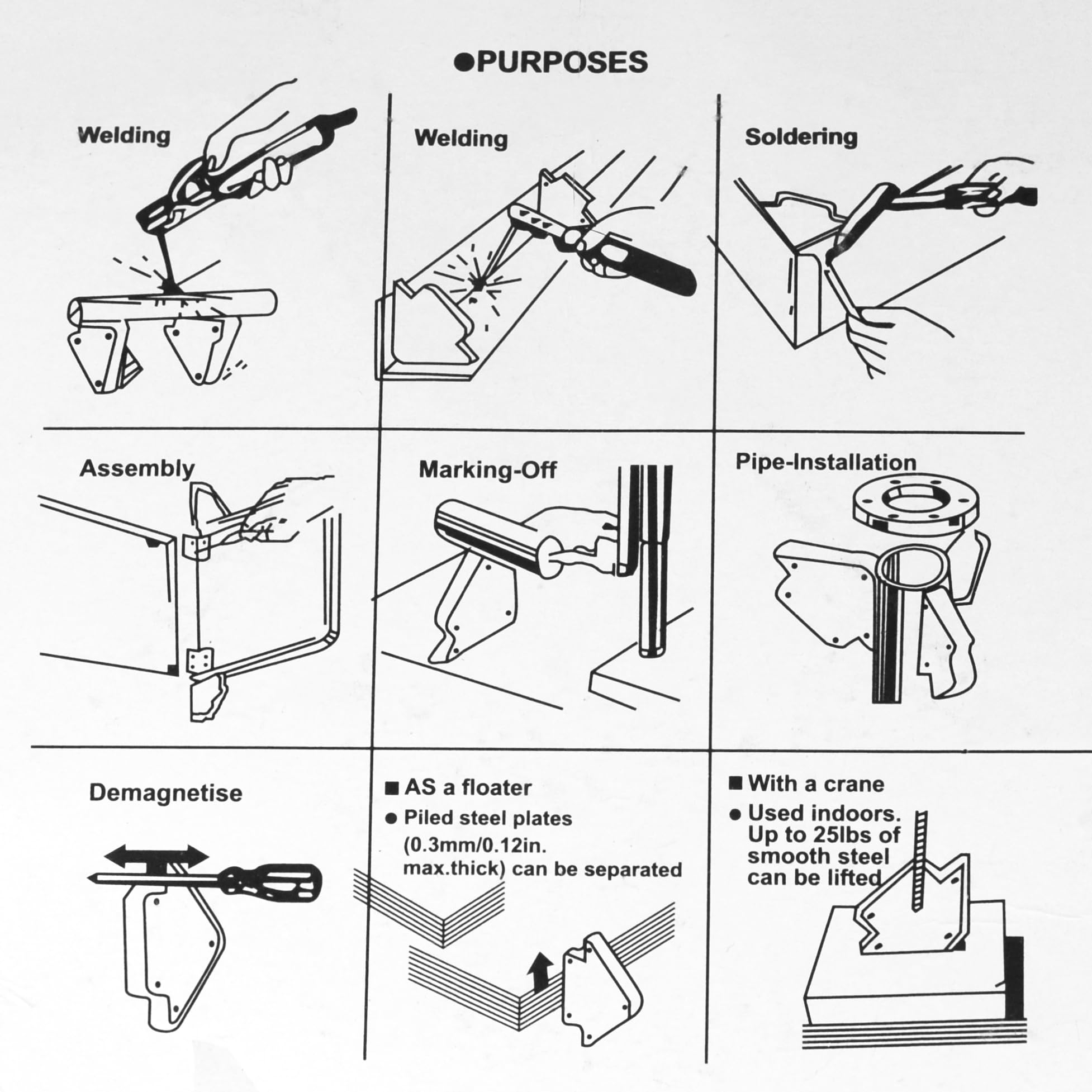 RIVERWELD Support de soudure magnétique en acier à angle fixe Positionneur de soudure Outil de soudure Support de soudure électrique Accessoires de soudure 6pcs