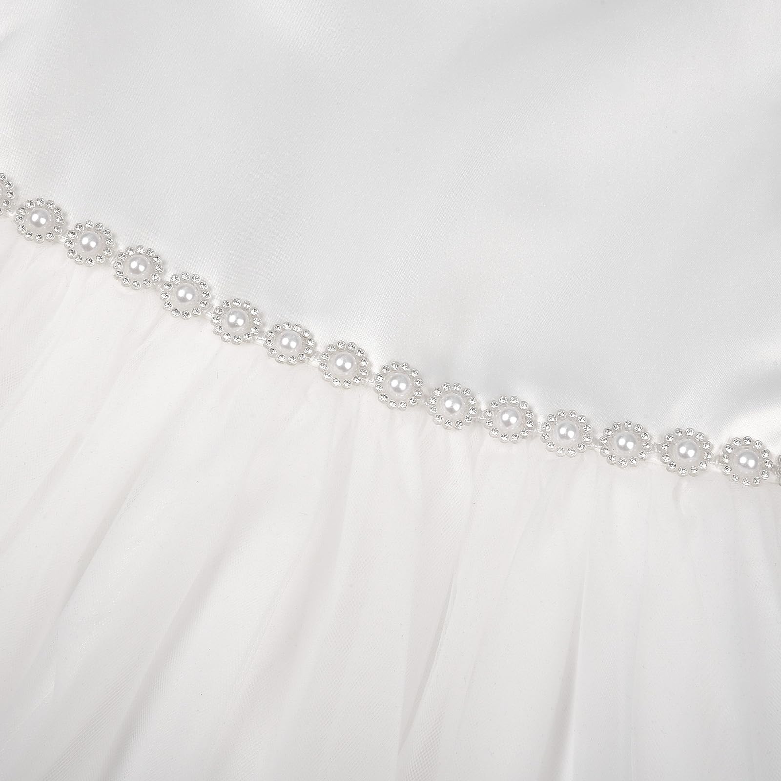 JerrisApparel Vestito Bambina Tulle Senza Maniche Schiena Cuore Vita Perline Cerimonia Matrimonio Comunione