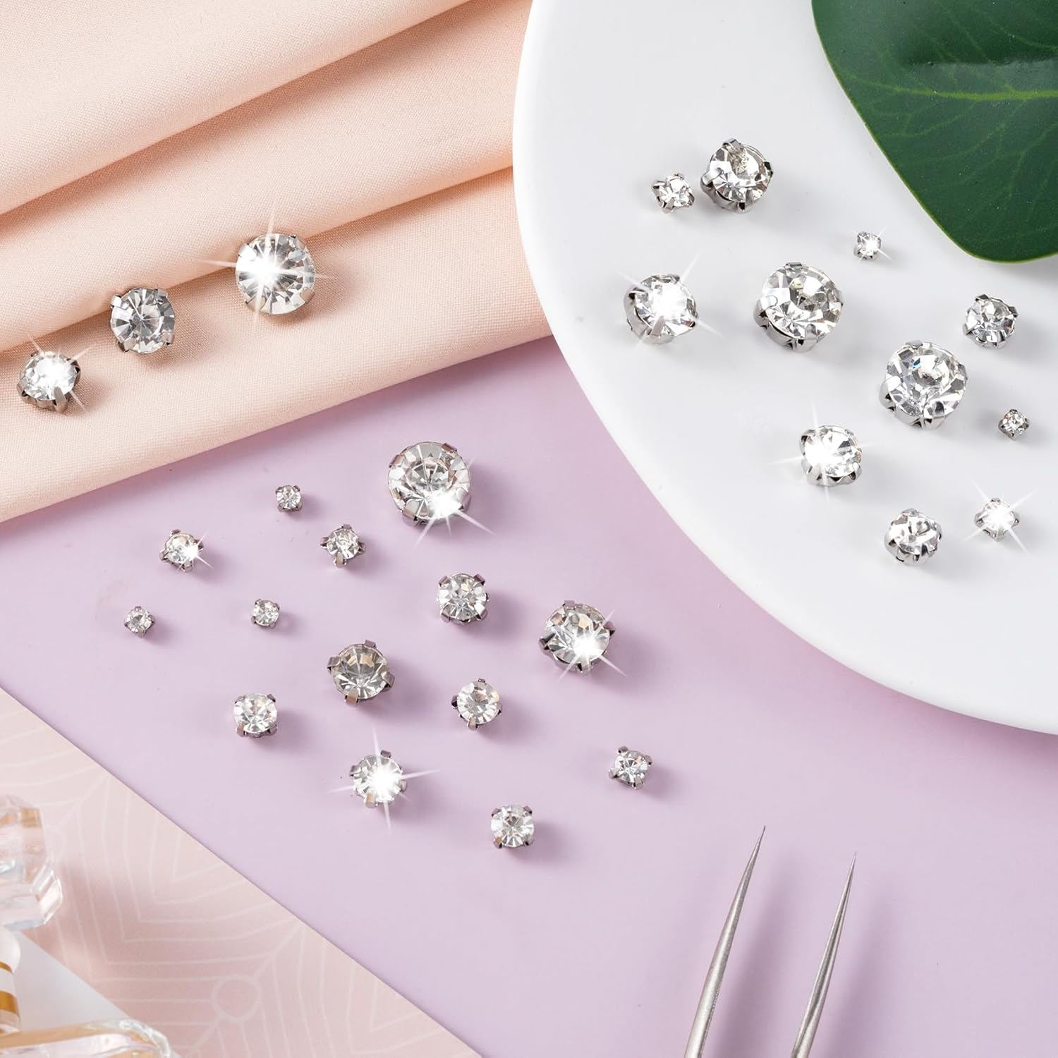 PAGOW 140 Pcs Sew On Rhinestones, Sewing Rhinestones with Silver Claw, Embellishments for Wedding Dress, Bags, Shoes (7 Sizes) - Image 4