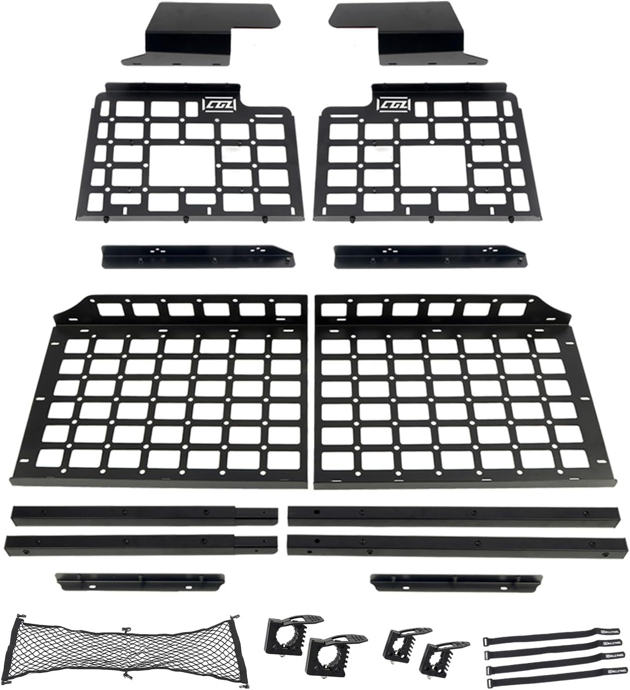 HIGH FLYING for Land Rover Defender 4dr 2020-2025 Car Accessories Modular Storage Molle Panel System Trunk Shelf Organizer Interior Cargo Rack Aluminum (Panels+Shelf)
