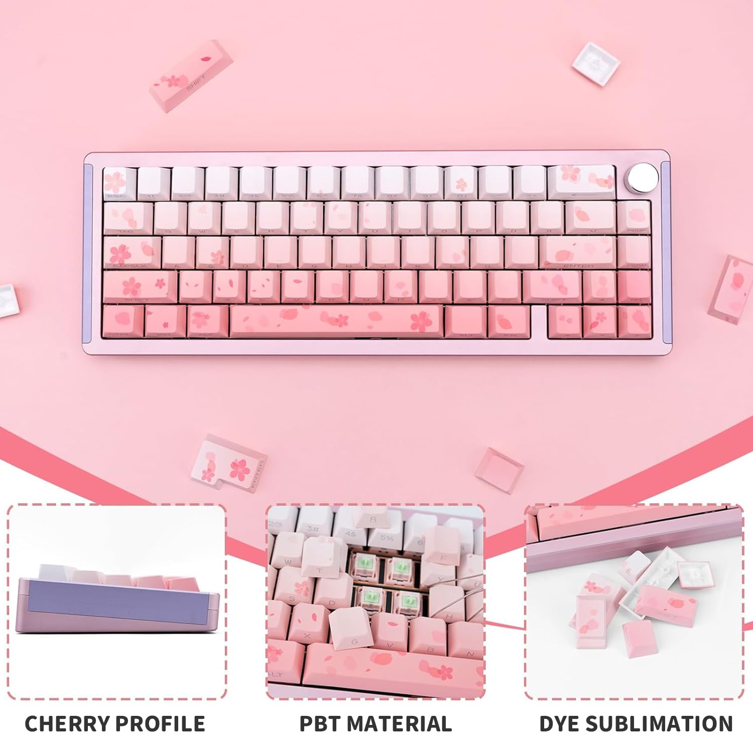 Amazon.com: GEKUCAP Custom PBT Pink Keycaps 131keys Dye