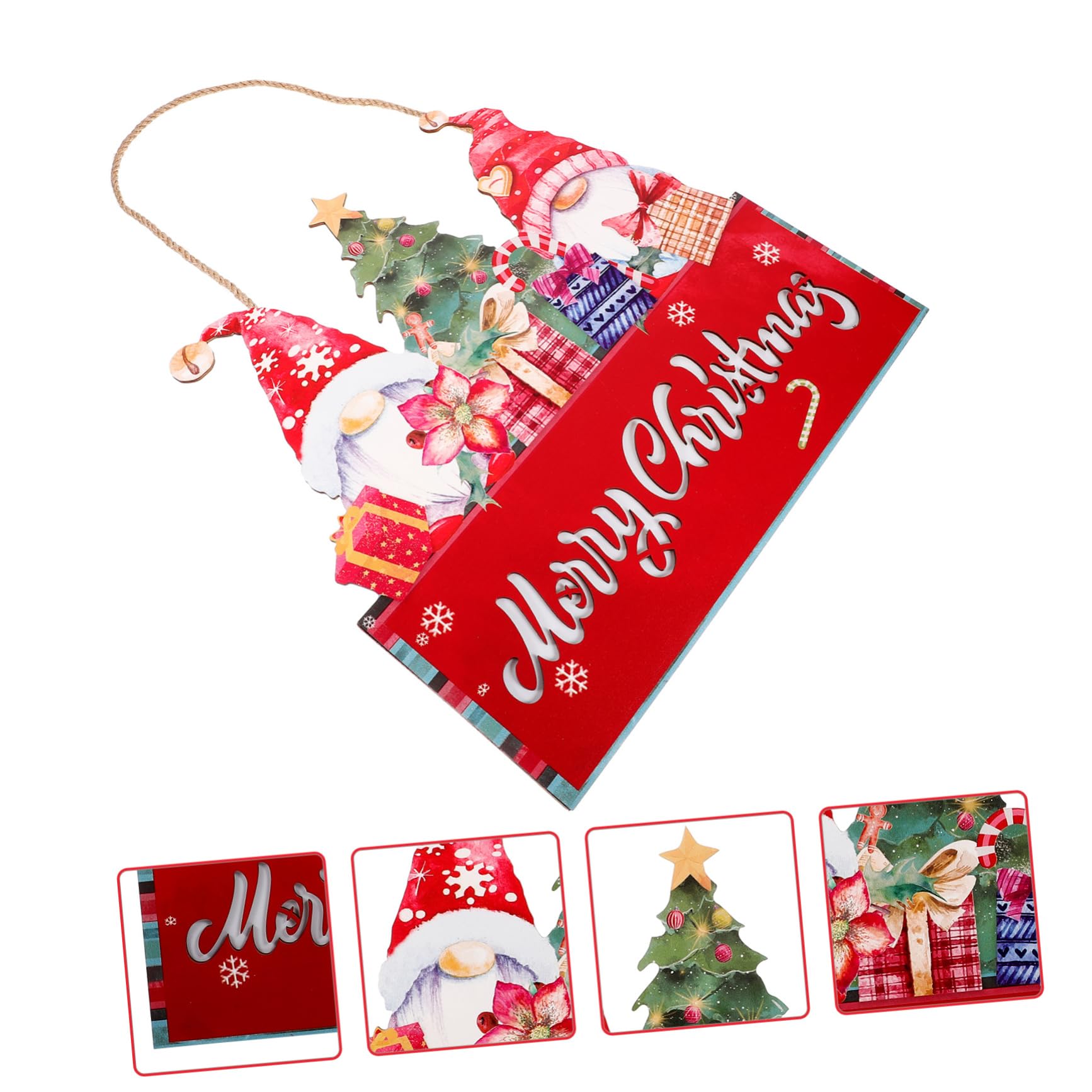 Placa Colgante de Madera Decorativa para Navidad, Adorno Navideño para Puerta o Pared
