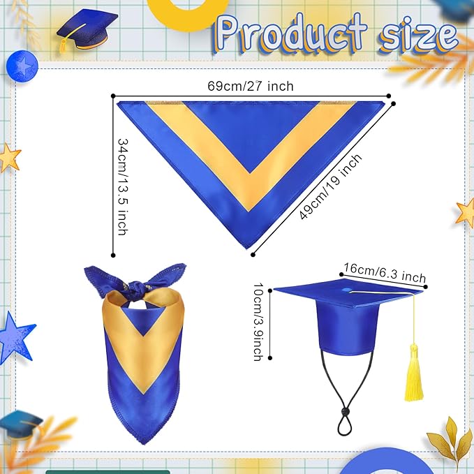 Traje de Graduación para Perro Huhumy con Gorro y Pañoleta Azul Talla L miniatura 2