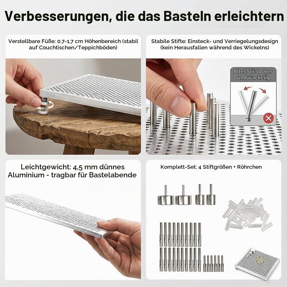 Drahtbiegegerät Set, Aluminium Drahtwickelplatte 14 x 11,5 cm mit 32 Metallstiften und 28 Kunststoffhülsen, Wire Jig Schmuckherstellung Werkzeug für Ohrringe, Anhänger und Armbänder