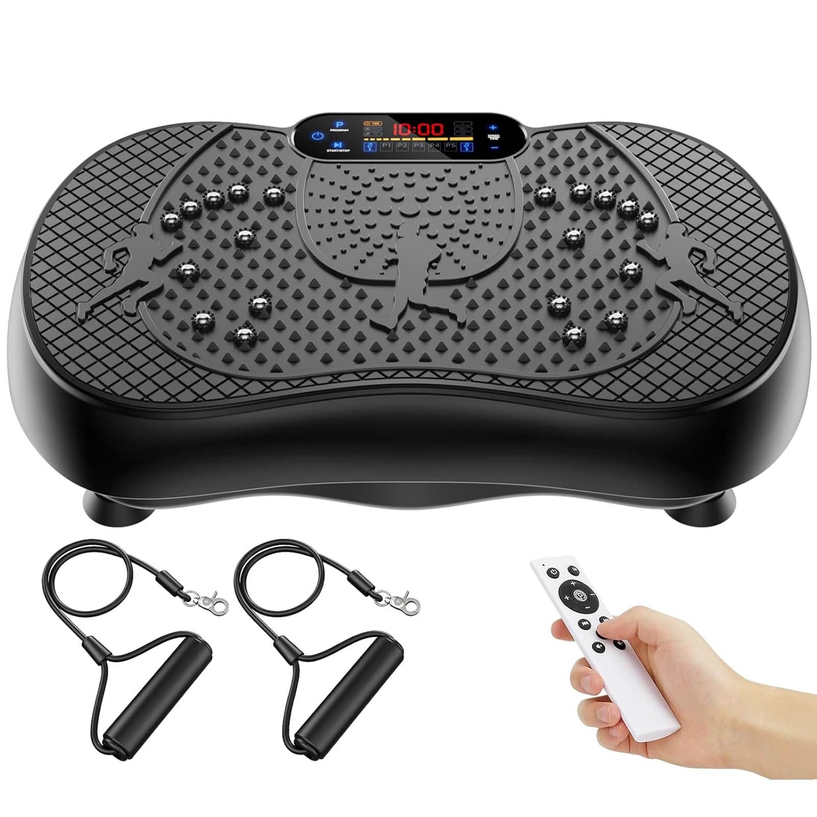 Pedana Vibrante Dimagrante EVOLAND Con 2 Bande Elastiche – 99 Livelli Di Intensità, Altoparlante Bluetooth, Carico Max 150 Kg, Compatta E Stabile