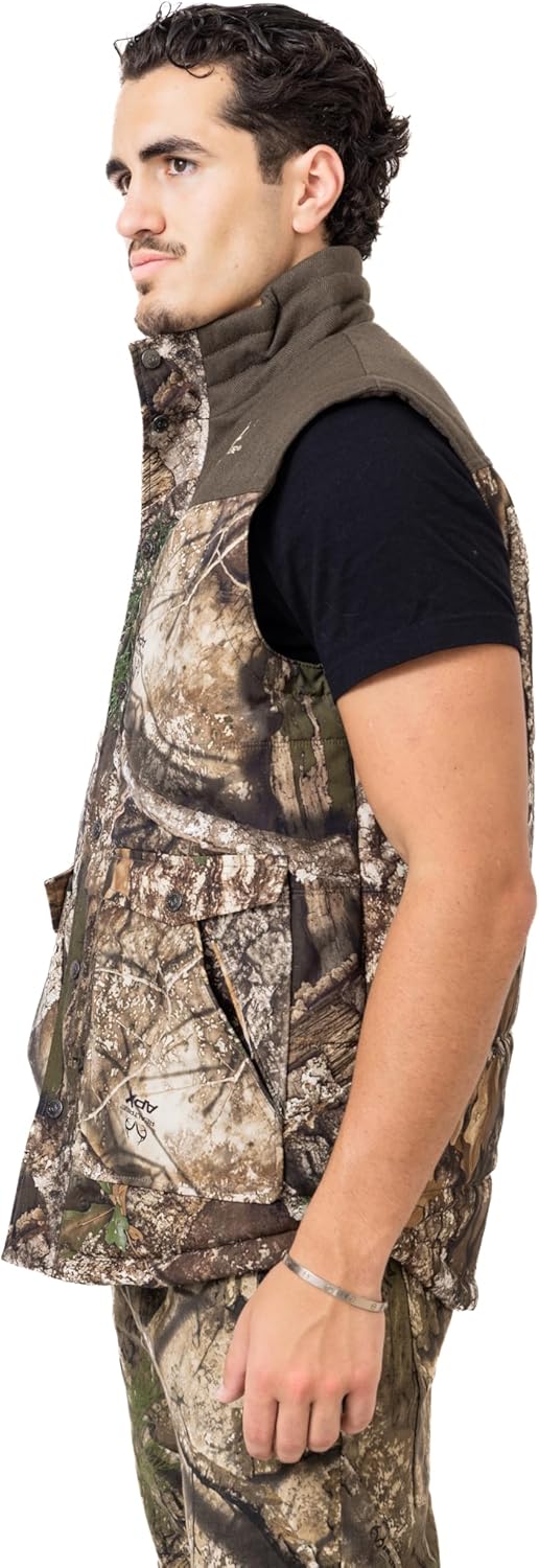 Realtree Men’s Camo Puffer Vest - Water-Resistant Insulated Hunting Vest for Outdoor Layering