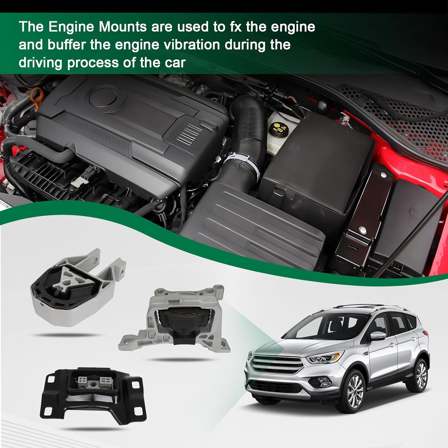 SCITOO Engine Motor Mount and Transmission Mount and Torque Strut Mount Set for Ford Escape 1.5L 2017-2019,for Ford Escape 1.6L 2013-2016 A5592 A5612 A5520
