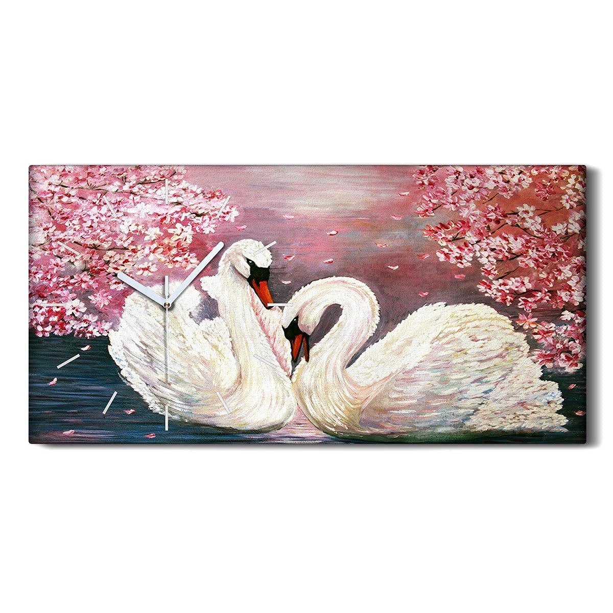 Horloge sur Toile d'Art Moderne 60x30cm Mains Blanches Tableau Finition Salon Chic