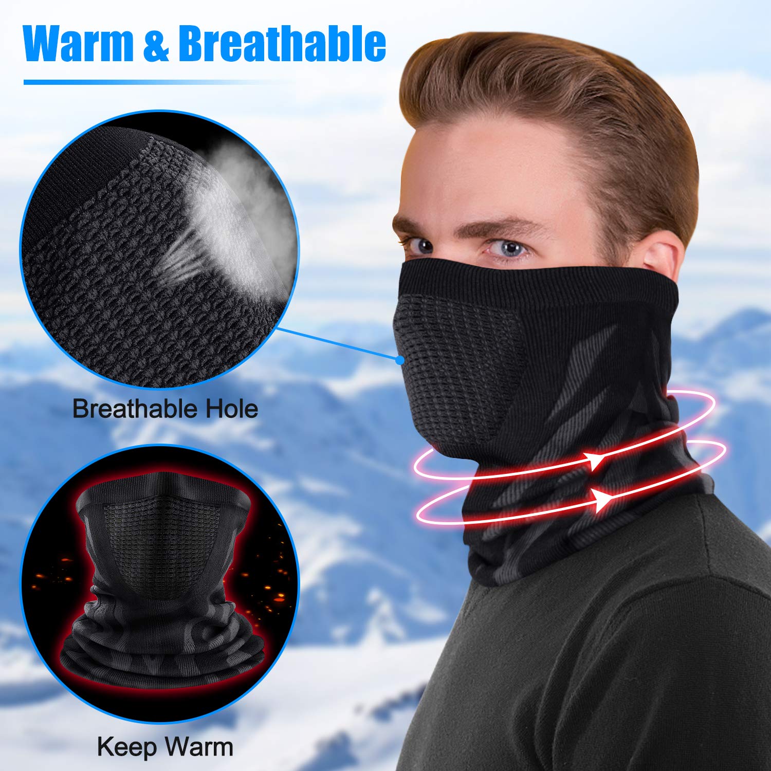 ENONEO Scaldacollo Running Termico Uomo Donna Traspirante Antivento Scaldacollo Sportivo Elastico Sciarpa Tubolare Inverno Passamontagna Sci Copricollo Moto Bandana Bici Ciclismo