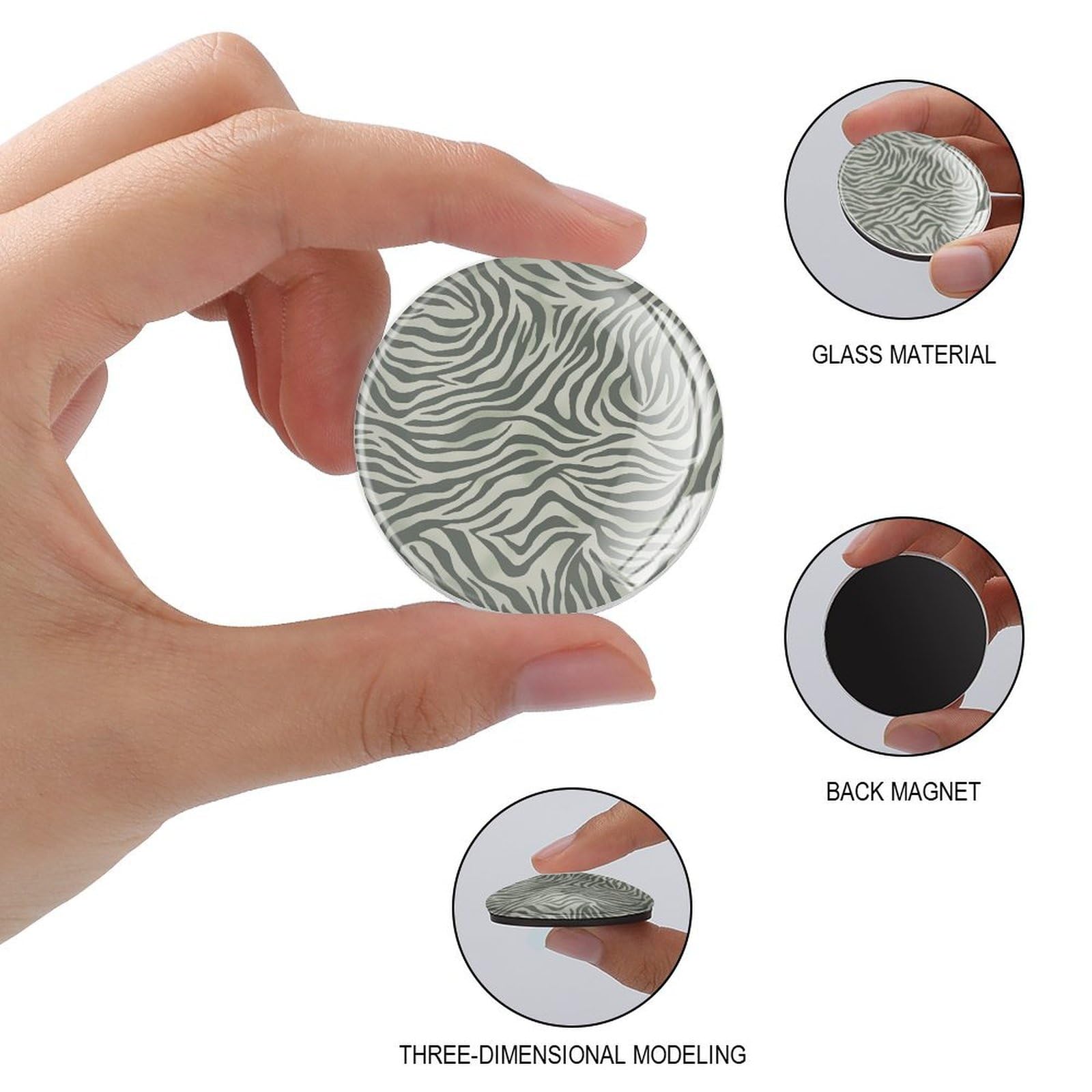 Imanes de nevera con rayas de tigre, color gris crema, pizarra magnética para nevera, vidrio chino asiático, imanes fuertes para pizarra, aula, oficina, cocina, 4 piezas