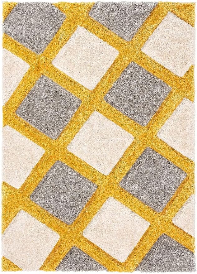 Image of Carpet for Living Room 2x5 feet Anti Skid Rug Colour Yello Silver