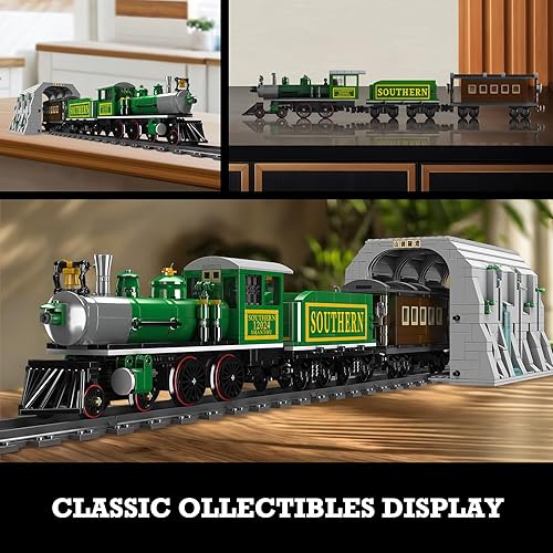 Miniatura 5 de JMBricklayer Juego de tren modelo para adultos 51110, locomotora de vapor Express City Train Kit de construcción, juguetes de tren RC con túnel y