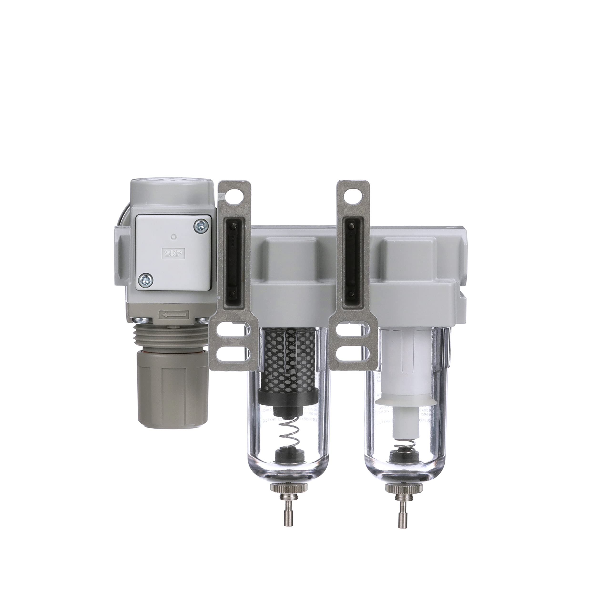 PneumaticPlus SAU230-N02G - Sistema di essiccazione dell'aria a tre fasi, 6,35 mm NPT, filtro dell'aria antiparticolato, filtro a coalescenza, combinazione di regolatore di pressione dell'aria, scocca