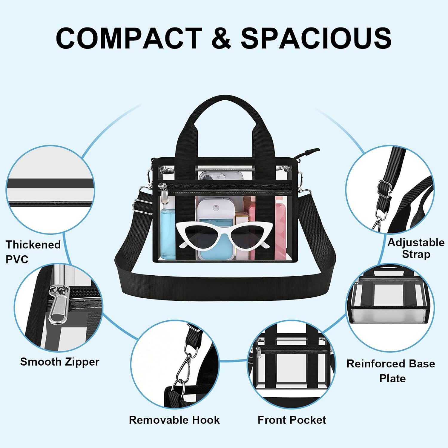 Clear Bag for Stadium Events-Clear Satchel Bag Purse for Concert Game Day Festival