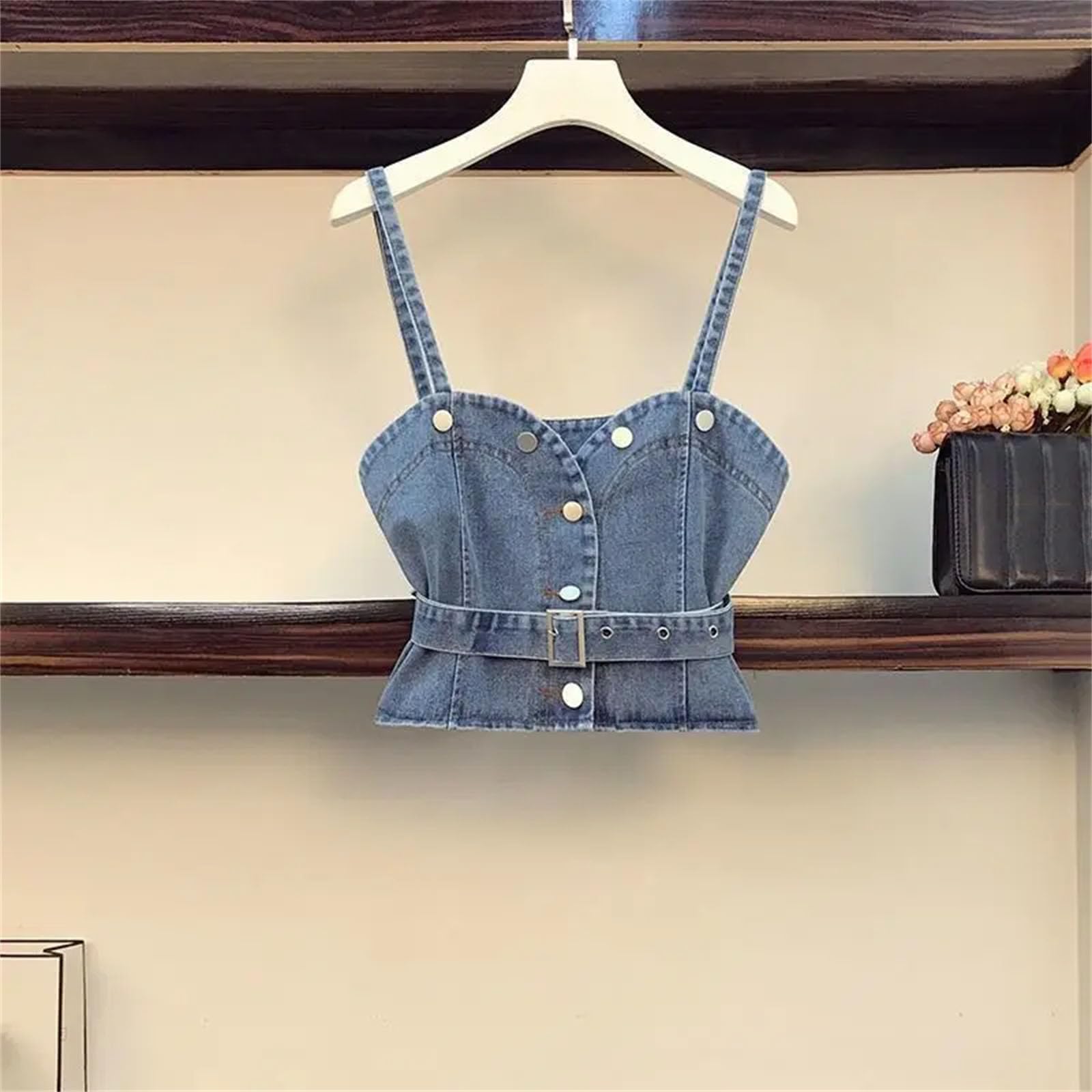 Camicia da donna con risvolto con volant e risvolto primaverile, set di due pezzi, gilet e camicetta con coulisse