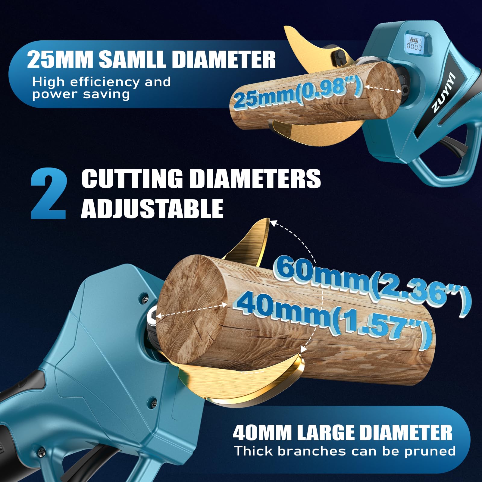 Potatore a batteria 2 in 1 per Makita 18 V (non inclusa), diametro di taglio 6 cm, potatore elettrico da 3,5 m con asta di prolunga