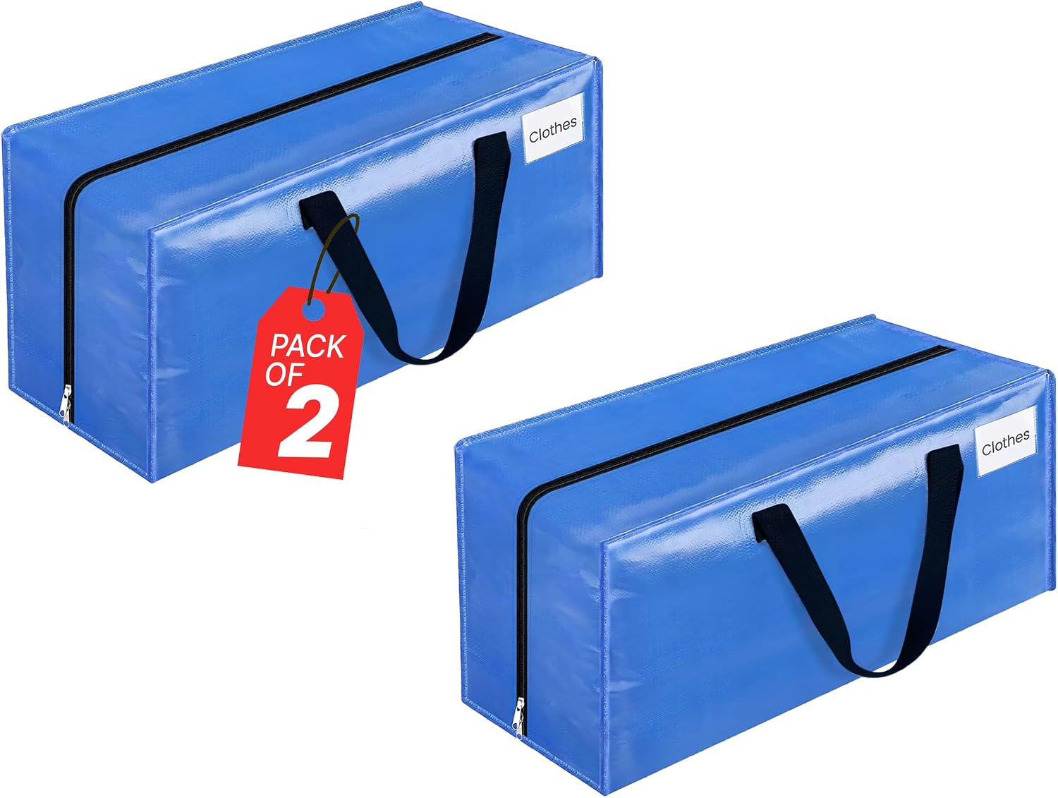 Moving Bags with Zipper Waterproof, Pack of 2 - Clothes Storage and Comforter Storage Bag, Durable Storage Bags with Zipper for Easy Organization and Protection