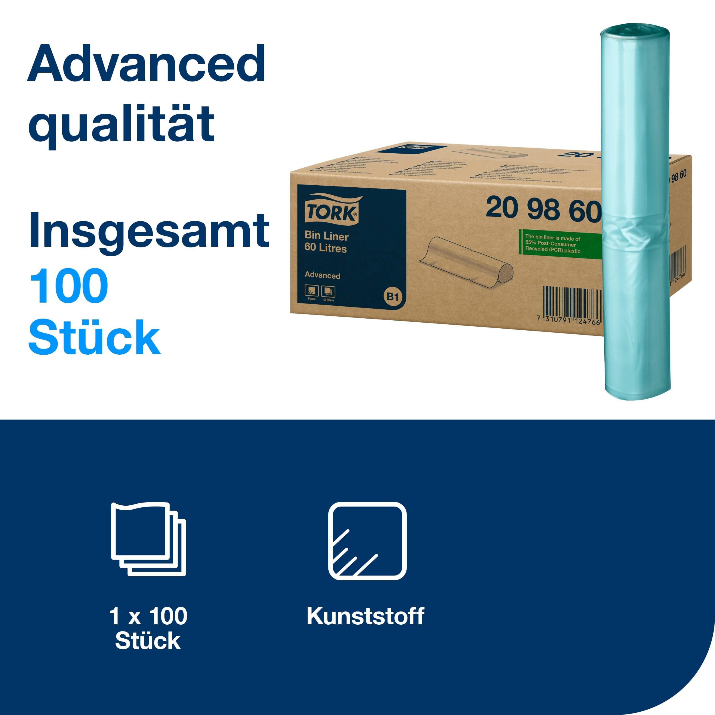 Image secondaire de Rouleau de Sacs Poubelle Verts Tork - 100 pièces, 60L, 59 x 93 cm