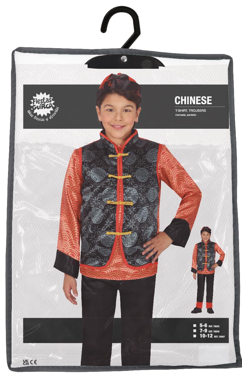 FIESTAS GUIRCA Chinese Boys Fancy Dress Costume, Red & Black Traditional Chinese Outfit - Image 4