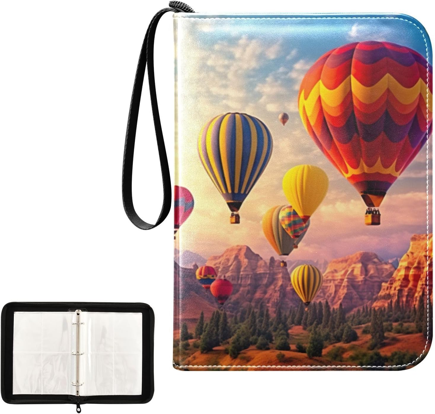 Hot Air Balloons Card Binder, 400 Pockets Card Holder with 50 Sleeves, Sturdy Card Holder Folders for Game Cards & Sports Cards
