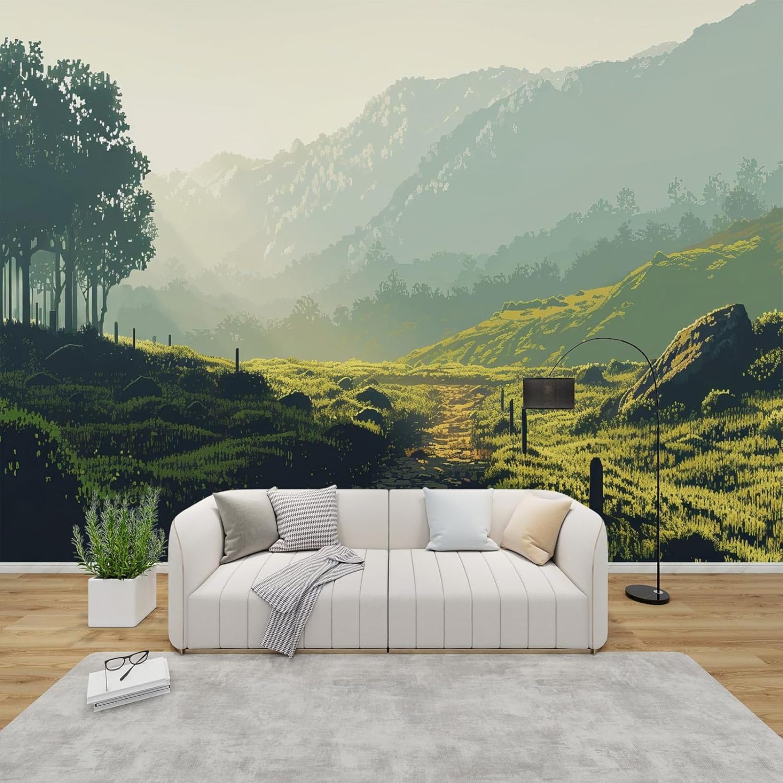 pdghsdkgjh Photo Wallpaper Landscape Forest Mountains Non-Woven Modern Living Room Bedroom Children's Room Wall Decoration Motif Wallpaper,300cmx210cm Stickers - Frameless Painting - Poster