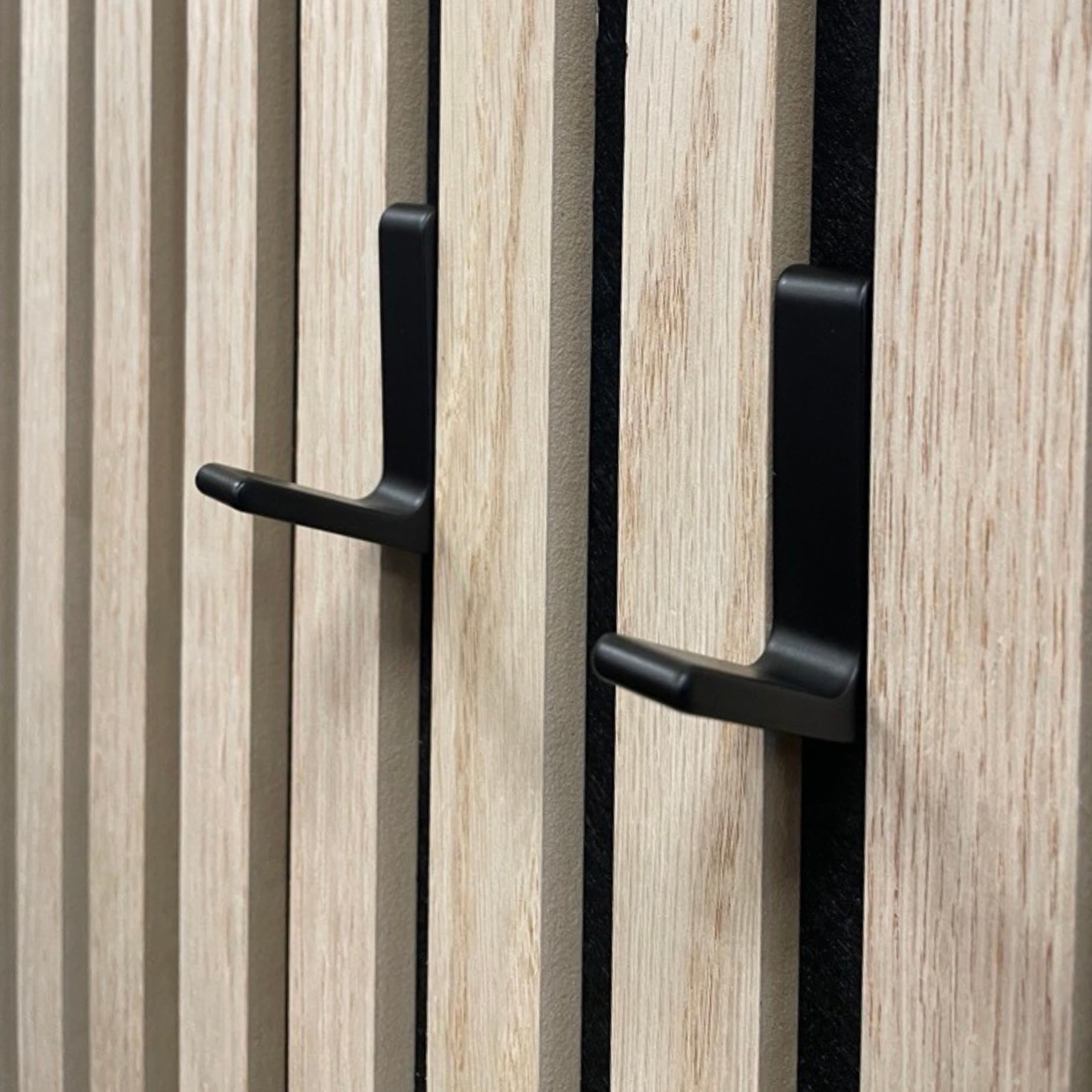 Keypak Black Hooks For Acoustic Wall Panels, Pack Of 2, No Drilling Required, Matt Coat Hooks For Wooden Panels (Straight)